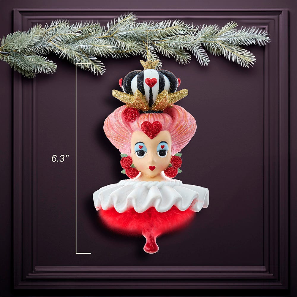 Kurt Adler 6.25-Inch Hollywood Hats Queen of Hearts Ornament